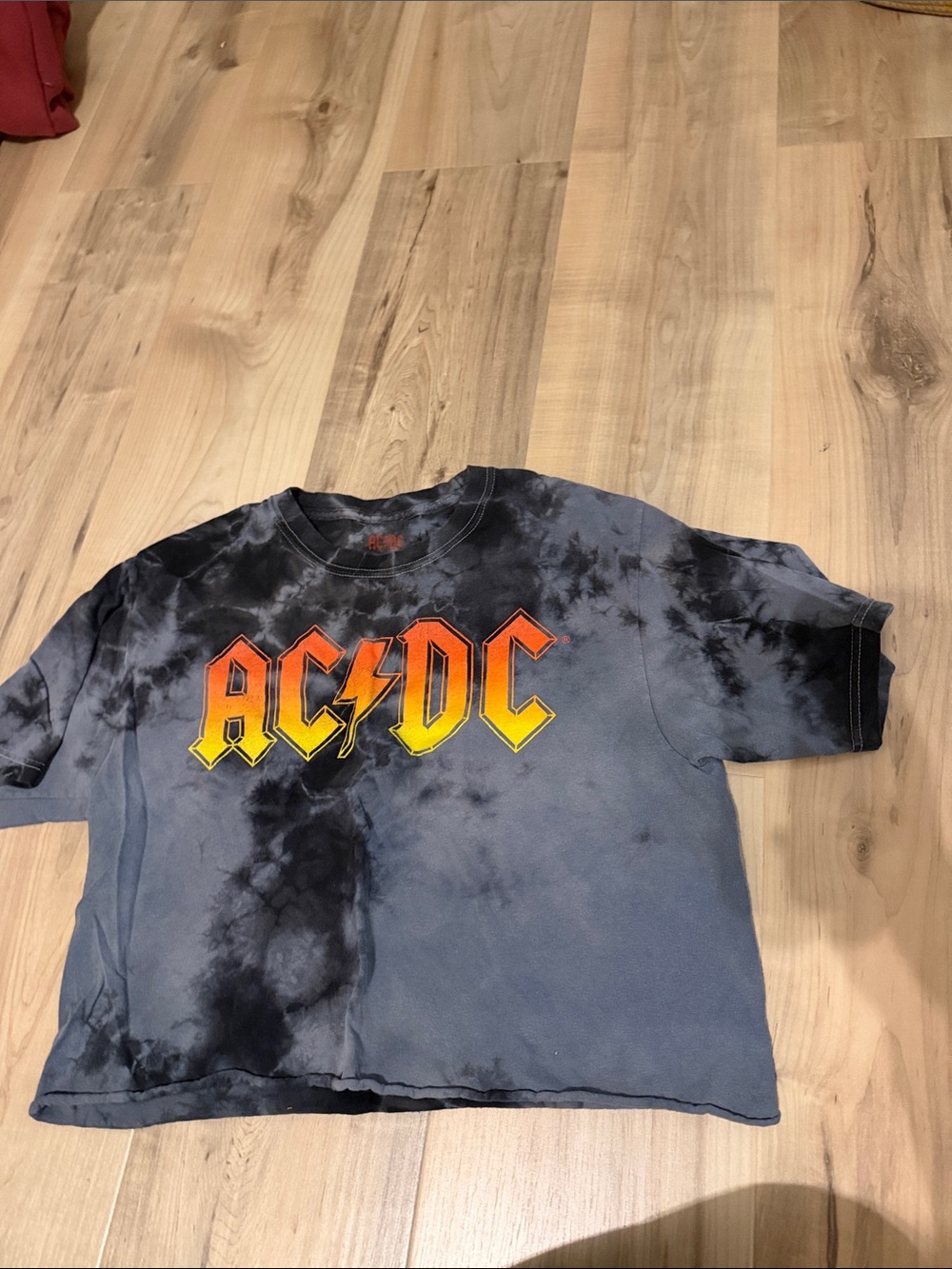 size small tie-dye AC/DC Cropped Tee